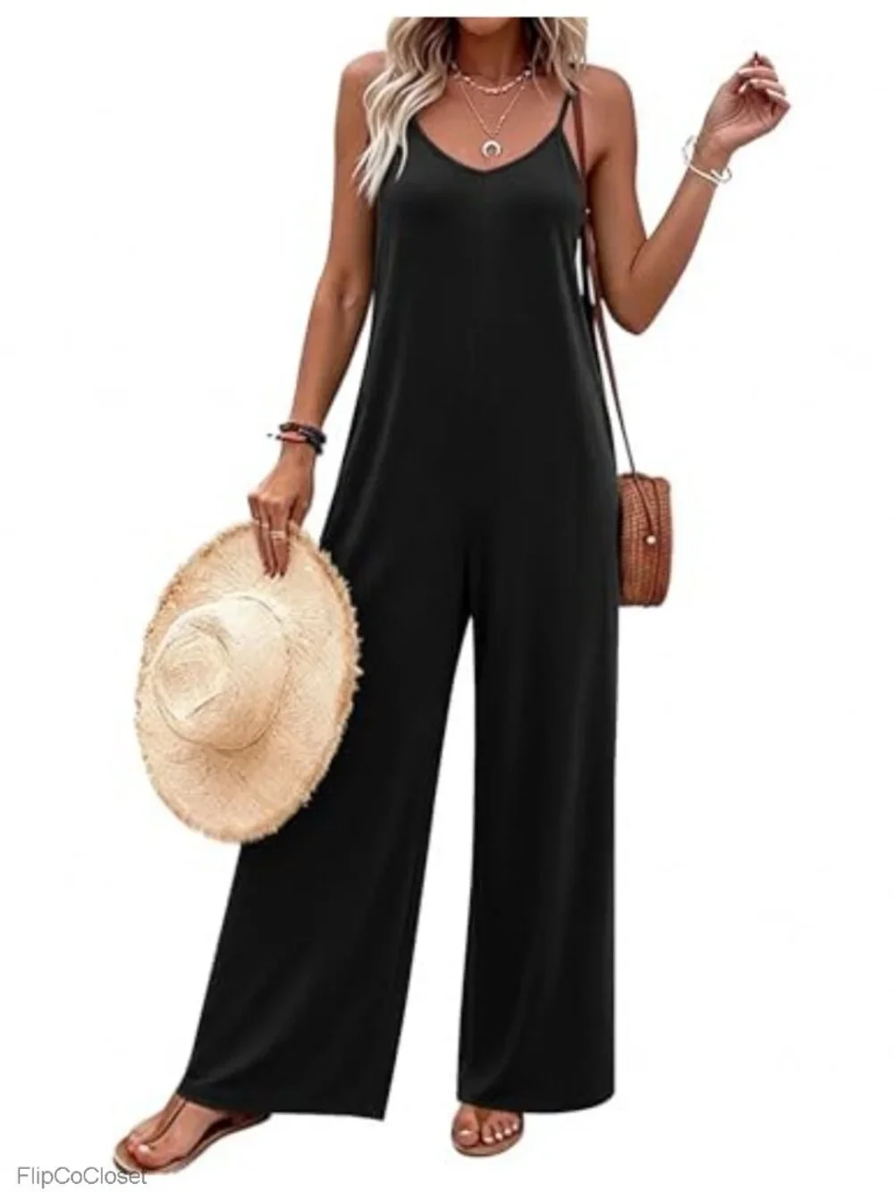 Women's Boho Sleeveless Romper Jumpsuit with Pockets